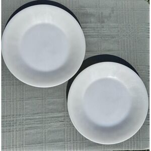 Set of 2 Fire King Milk Glass Ivory Swirl Plates 9 Inch Made In USA Vintage